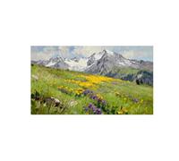 Paysage Tableau Montagne Fleurs 2. Impression sur Toile 40x70cm Sans Cadre