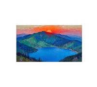 Paysage Tableau Montagne Lac Impression sur Toile 40x70cm Sans Cadre
