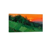 Paysage Tableau Montagne Sunset Impression sur Toile 80x145cm Encadrée