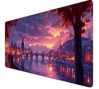 Paysage Tapis de Souris XXL 600 x 300 mm, Violet Tapis Souris Gamer avec Base Anti-Dérapage, Bords Cousus Design, Imperméable Mouse Pad pour Gaming Accessoire Bureau, Decoration Maison, Cadeau 5p-17G