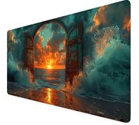 Paysage Tapis de Souris XXL 800 x 300 mm, Jaune Tapis Souris Gamer avec Base Anti-Dérapage, Bords Cousus Design, Imperméable Mouse Pad pour Gaming Accessoire Bureau, Decoration Maison, Cadeau 5i-272