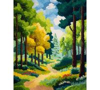 Paysage Tapis Point Noué Kitforêt De Dessins Animés Kits De Crochets À Loquet Pour Tapis Grands Pour Adultes Débutants，Faire Soi-Même Kit De Fabrication De Tapisserie，Broderie De Cous 21x29in
