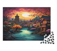 Paysage Urbain Casse-tête 1000 Pièces avec Clic Parfait, Puzzle d'art énigme De Compétence Logique pour Une Activité Zen, Puzzle Cadeau d'anniversaire 38x26cm/1000pcs