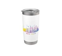 Paysage urbain coloré New Yorkers Skyline New York Gobelet isotherme en acier inoxydable double paroi
