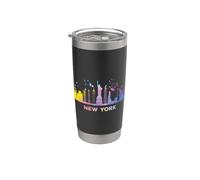 Paysage urbain coloré New Yorkers Skyline New York Gobelet isotherme en acier inoxydable double paroi
