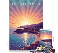 Paysage Urbain côtier de San Sebastián au Coucher du Soleil Puzzle de 1000 pièces pour Adultes et Adolescents Se Souvenir Construire Lentement apprécier découpe précise œuvre d'art de Collection