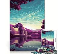 Paysage Urbain de Bilbao avec Le musée Guggenheim Puzzle de 1000 pièces pour Adultes Cadeau Amusant et intellectuel Découpe Fine Surprise de Noël (38x52cm)