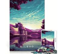 Paysage Urbain de Bilbao avec Le musée Guggenheim Puzzle de 1000 pièces pour Adultes Stimule la mémoire et la Force Détente agréable Découpe Fine Cadeau Symbolique (38x26cm)