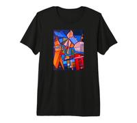 Paysage Urbain de Londres Graphique Cubiste Abstrait Fine Art T-Shirt Haut de Gamme