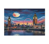 Paysage Urbain de Londres Puzzles en Bois 1000 Pièces pour Adultes, Matériaux Recyclables De Qualité Supérieure Et Puzzle d'impression Haute Définition, Jeu en Famille,Cadeaux Amis. （75×50cm）
