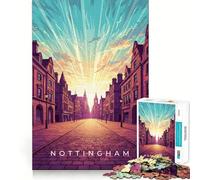 Paysage Urbain de Nottingham avec Ciel radieux Puzzle de 1000 pièces pour Adolescents Jeu de réflexion Jouet à Partager Découpe Nette (50x75cm)