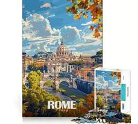 Paysage Urbain de Rome avec la basilique Saint-Pierre Puzzle de 1000 pièces pour Adolescents Jeu Mental Anti-Stress Découpe de qualité supérieure Cadeau Exquis (38x26cm)