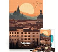 Paysage Urbain de Vienne au Coucher du Soleil,Puzzle de 1000 pièces pour Adultes,Jeu de réflexion Amusant avec Technologie de découpe Laser avancée,défi Stimulant pour Passer Le Temps (38x26cm)