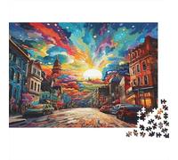 Paysage Urbain Dynamique Casse-tête 1000 Pièces avec Assemblage Fluide, Jeu De Puzzle À Assembler Soi-même Puzzle De Détente Mentale pour Une Activité Jour De Pluie, Le Puzzle Le Pl