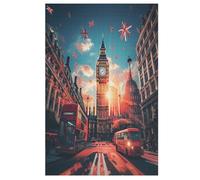 Paysage Urbain londonien 1000 Pièces Puzzle en Bois pour Adultes Enfants, Puzzles Impossible, Jeu D'adresse pour Toute La Famille, 78×53cm