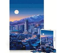 Paysage Urbain Nocturne avec Montagnes et Lune Puzzle pour Adolescents 1000 pièces Entraînement Intelligent Loisirs Lumineux Découpe Impeccable Surprise Festive (38x26cm)