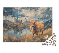 Paysage Vache Highland Puzzle 1000 Pièces Adulte avec Couleurs Éclatantes, Jeu De Puzzle Classique défi Entre Amis pour Un Tableau À Encadrer, Superbe Idée Cadeau 52x38cm/1000pcs