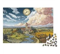 Paysage Village Rural 1000 Pièce Carton Robuste Puzzle Premium Adolescents Fans 12-18 Ans Impossible Difficile Défiant Joyeux Cadeau 70x50cm/1000pcs