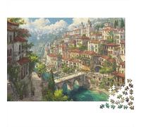 Paysage Ville médiévale Casse-tête 1000 Pièces avec Découpe De Précision, Jeu De Puzzles en Lot Puzzle De Développement Cognitif pour Une Activité Intergénérationnelle, Le Puzzle Le 70x50cm