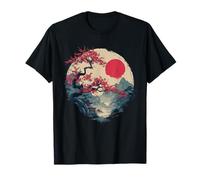 Paysage Vintage Japonais Sakura Tree Pagode Coucher de Soleil T-Shirt