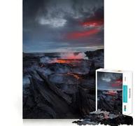 Paysage volcanique au Coucher du Soleil Puzzle de 1000 pièces pour Adolescents Jeu de mémoire Système d'assemblage précis Pas de pièces Qui se détachent pour Les Voyages (38x52cm)
