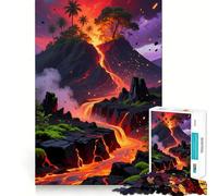 Paysage volcanique avec coulée de Lave Puzzle 1000 pièces pour Adultes Jeu de mémoire Amusant Découpe Nette Pièces Robustes Cadeau Unique pour soulager Le Stress (50x75cm)