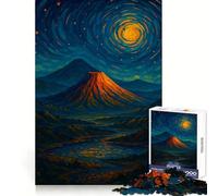 Paysage volcanique sous Un Ciel Nocturne tourbillonnant Puzzle de 1000 pièces pour Adolescents Sharp Recall Serene Escape Uniform Cut Perfect Christmas (50x75cm)