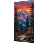 Paysages d'automne Diamond Painting Montagne Diamond Painting Adulte, Peinture Diamant Enfant 5D Cristal Strass Point de Croix Broderie Diamant Kit Complet, Tableau Decoration Murale 30x60cm y3-19w