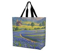 Paysages De Bleuets Du Texas Sac A Main Femmes Pliable Tote Bag Imperméable Sac Fourre Tout Pour Université Gym Voyage