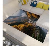 Paysages du Canyon d’Automne Tapis Brume Rivières Forêts Machine à thème Nature Tapis Lavable pour la Ferme Décoration de la Salle à Manger Antidérapante 150x210cm