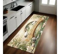 Paysages du Parc Tapis de Cuisine Grues à Couronne Rouge et Poissons koï Antidérapant 50 x 150 cm Absorbant Doux Devant Évier Tapis de Sol Lavable Salon Chambre