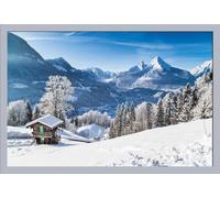 Paysages - Poster - Pays des merveilles de l'hiver + cadre amovible, Shinsuke® Maxi MDF argenté, vitre acrylique