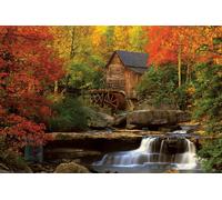 Paysages - Poster - The Old Mill - Vieux moulin + 2 pcs. plinthes en bois 92 cm noir