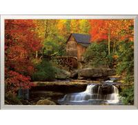 Paysages - Poster - The Old Mill - vieux moulin + cadre amovible, Shinsuke® Maxi aluminium argenté, vitre acrylique