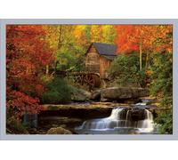 Paysages - Poster - The Old Mill - vieux moulin + cadre amovible, Shinsuke® Maxi MDF argenté, vitre acrylique