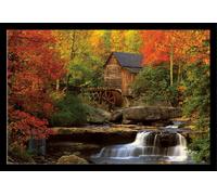 Paysages - Poster - The Old Mill - vieux moulin + cadre amovible, Shinsuke® Maxi MDF noir, vitre acrylique