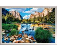 Paysages - Poster - Yosemite - National Park + cadre amovible, Shinsuke® Maxi aluminium argenté, vitre acrylique
