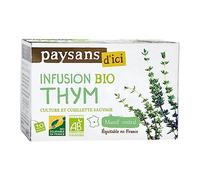 PAYSANS D'ICI - Infusion Bio Thym du Massif Central, Saveur Authentique Apaisante, 20 Sachets - Lot De 3