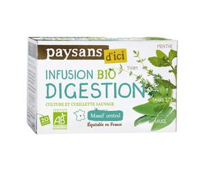 Paysans d'ici Infusion Digestion - Massif Central - Bio - Boîte de 20 sachets