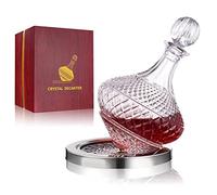 Paysky Top Shelf Décanteur à vin rotatif avec couvercle, décanteur unique en verre de cristal + coffret cadeau de luxe, carafe à décanter pour homme et femme Cadeau pour un jour spécial