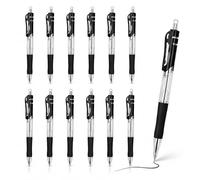 PaYuanRaoTi 12PCS Stylos Bille Pointe fine 0,5 mm, Stylos Rétractables à Encre Noire Séchage Rapide, Pointe Fine, Grip et Clip pour Écriture, Notes, Bureau, École, Journal, Maison, Usage Quotidien