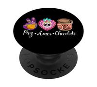 Paz, Amor Y Chocolate Taza De Barro Jarrito Chorreado Mexico PopSockets PopGrip Adhésif