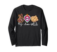 Paz, Amor Y Pan Dulce Dia de Los Muertos Sugar Skull Manche Longue