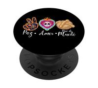 Paz, Amor Y Pan Dulce Dia de Los Muertos Sugar Skull PopSockets PopGrip Adhésif