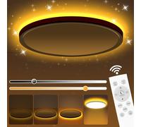 PAZEAU Plafonnier LED 24W Round,1800K Veilleuse réglable,3000K/4000K/6500K Lampe Plafond Blanc,IP44 Etanche plafonnier spot pour Chambre,Couloir, Garage, Cuisine, Balcon, salon,salle de bain,Ø29CM