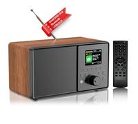 PAZEAU Radio Numérique Dab/Dab+ FM, Radio Nostalgie Retro avec Écran Couleur 2,4, Bluetooth, USB/AUX, Télécommande, Radio Cuisine Réveil Double Réveil, Minuterie Veille, 60 Mémoires Stations (Bois)
