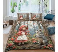 Pazeel in forêt Housse de Couette Léger Microfibre résistante 3 Pièces 3D Effet Whimsical Fairy Tale Linge de Lit avec Fermeture Éclair Douce for Adultes Enfants Double（200x200cm）