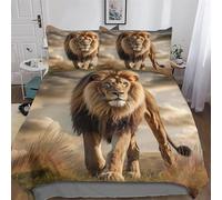 PAZZK Animal Lion Housse De Couette avec Taie d'oreiller Parure De Lit pour Toutes Les Saisons Hypoallergénique Microfibre Coton Ensemble Housse Couette Double (200x200cm)