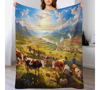 PAZZK Animal Vache Plaid Couverture Polaire, Couverture en Peluche en Toute Saison Légère Chaude Super Douce Moelleuse pour Lit Et Canapé-lit（150×200cm）