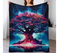 PAZZK Arbre de Vie Cosmique Couverture Polaire,Plaid Couverture en Flannel Moelleuse,Couverture en Lit Épaisse Douce Et Confortable,Jeté De Canapé Résistantes/Anti-décoloration（140×180cm）
